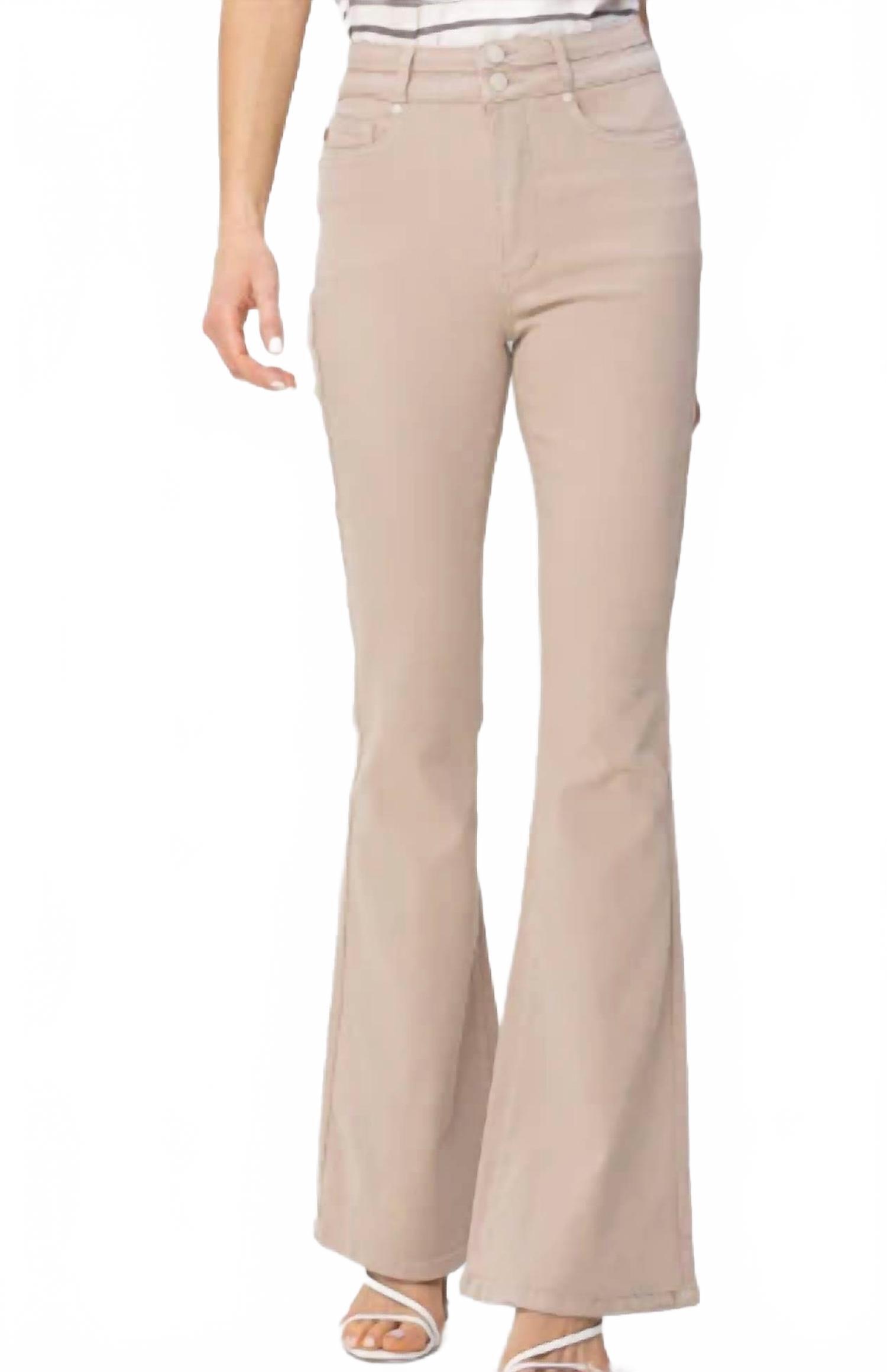 New Judy Blue Double Waistband Tummy Control Top Flare Jeans In Khaki